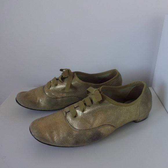 Repetto metallic gold laced Oxford flats - Picture 2 of 9